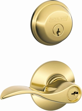 Schlage FB50 V Acc 505 605 Single Cylinder Deadbolt and Keyed Entry Accent Lever, Bright Brass