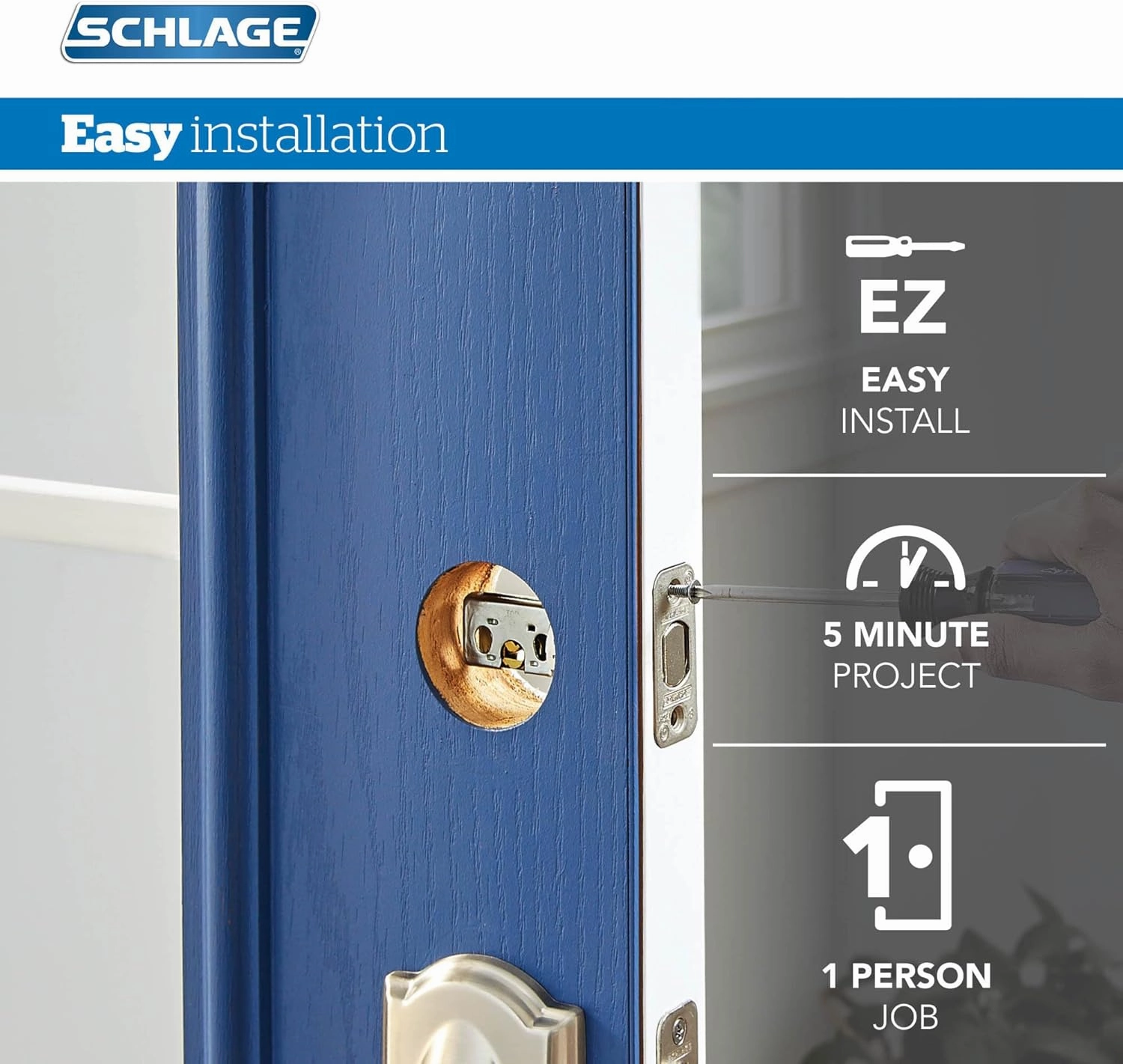 Schlage FB50 V Acc 505 605 Single Cylinder Deadbolt and Keyed Entry Accent Lever, Bright Brass