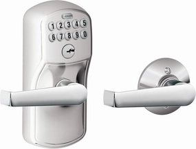 SCHLAGE FE575 PLY 626 ELA Plymouth Keypad Entry with Auto-Lock and Elan Levers, Brushed Chrome