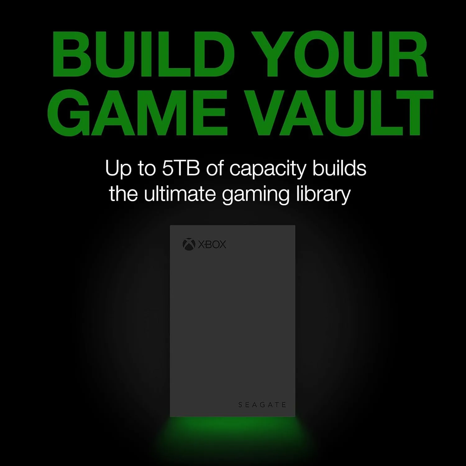 Seagate Game Drive for Xbox 5TB External Hard Drive Portable HDD - USB 3.2 Gen 1, Black with Built-in Green LED bar, Xbox Certified, 3 Year Rescue Services (STKX5000403)