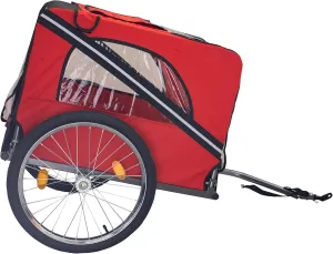 Secure Pet Transport with Dog Bike Trailer, 3 Entrances, Safety Reflectors, Folding Design for Medium and Small Dogs, Red and Black