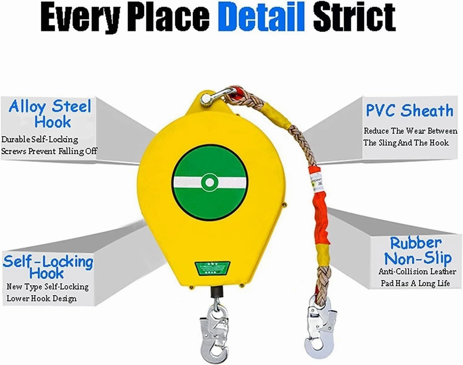 Self-Retracting Lifeline Fall Protection, High-Altitude Fall Arrester, 7m Portable Safety Lanyard for Roofing & Construction, Load Capacity 150kg