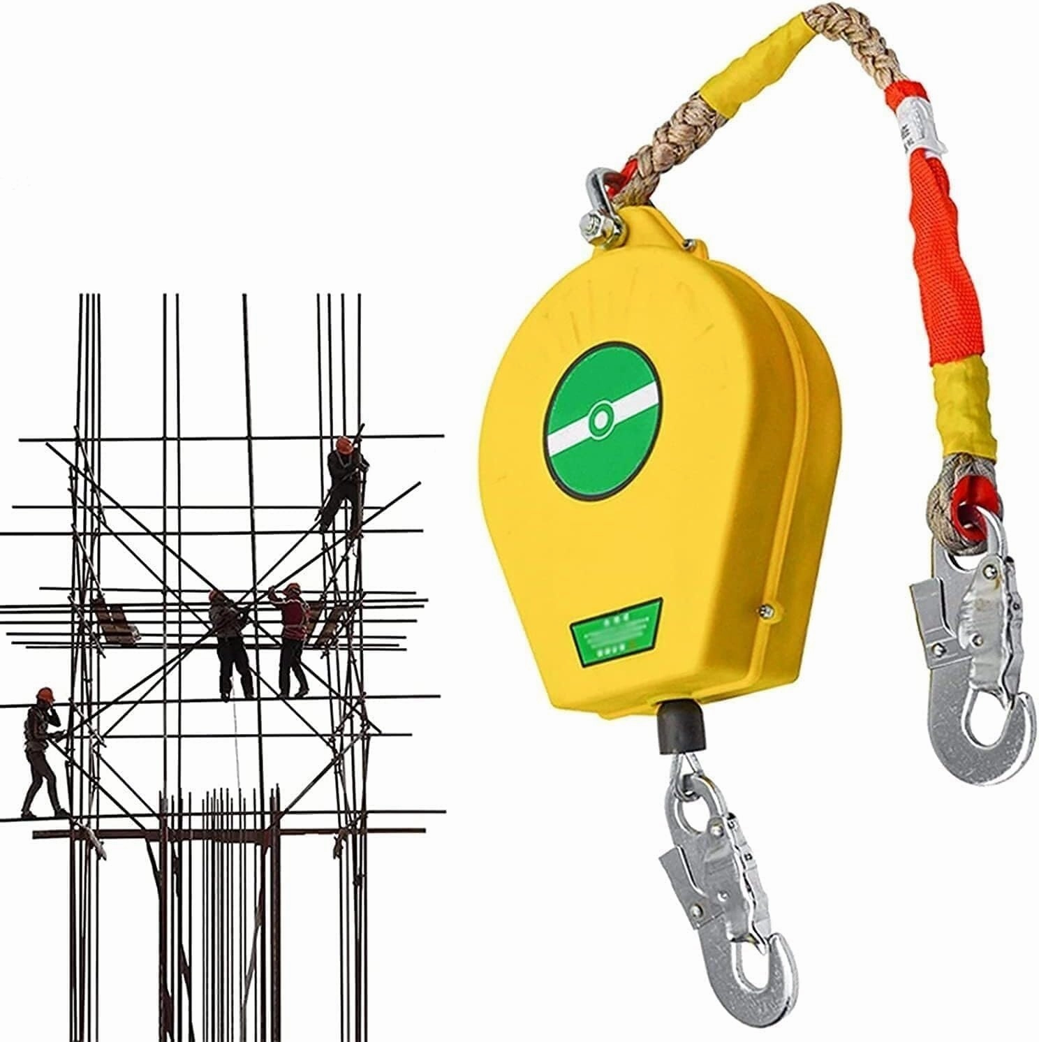 Self-Retracting Lifeline Fall Protection, High-Altitude Fall Arrester, 7m Portable Safety Lanyard for Roofing & Construction, Load Capacity 150kg