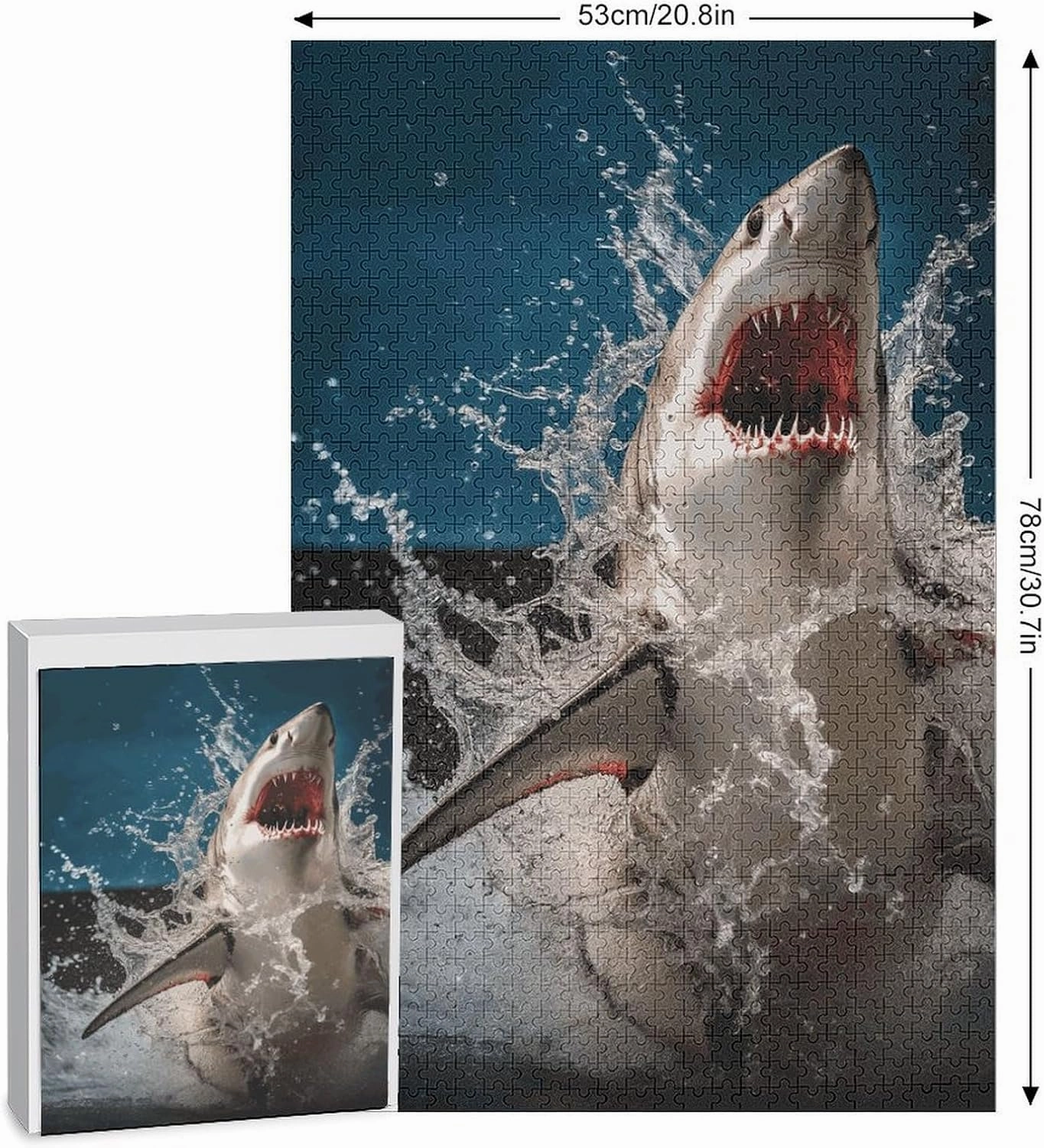Shark Attack Fish Puzzle for Women Men 1000 PCS Jigsaw Puzzle for Adults Challenging Puzzle for Family Wedding Gift