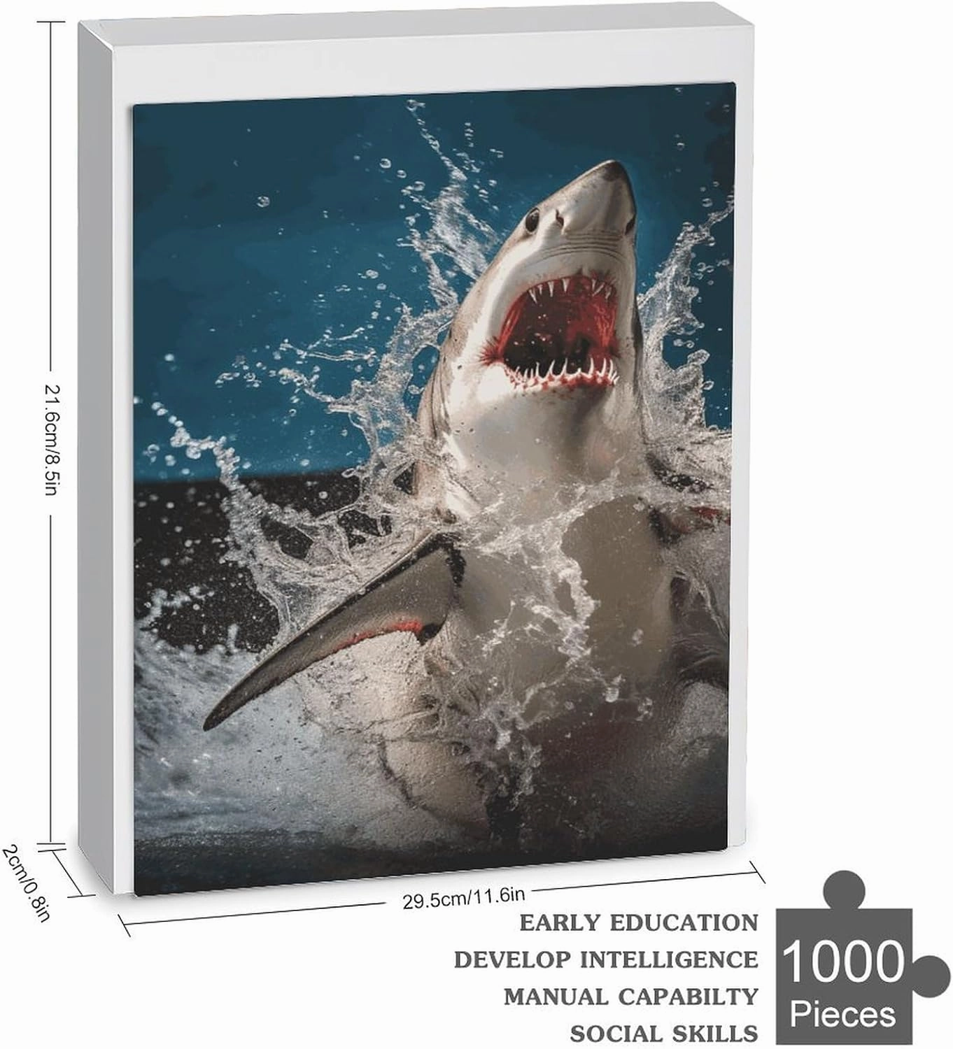 Shark Attack Fish Puzzle for Women Men 1000 PCS Jigsaw Puzzle for Adults Challenging Puzzle for Family Wedding Gift