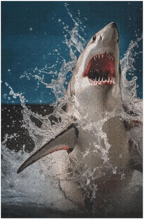 Shark Attack Fish Puzzle for Women Men 1000 PCS Jigsaw Puzzle for Adults Challenging Puzzle for Family Wedding Gift