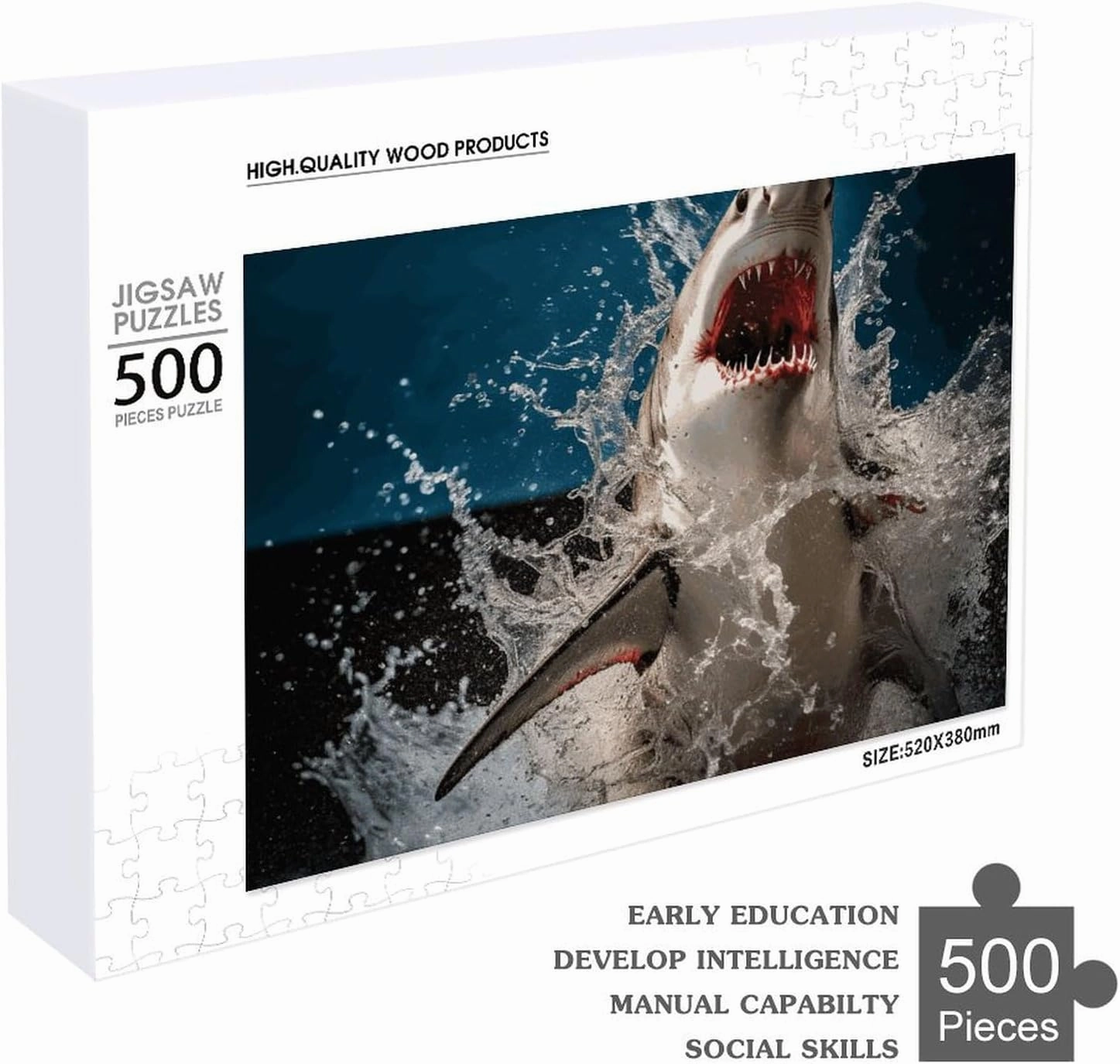 Shark Attack Fish Puzzle for Women Men 500 PCS Jigsaw Puzzle for Adults Challenging Puzzle for Family Wedding Gift