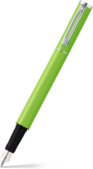 Sheaffer Pop Glossy Lime Green Fountain Pen with Chrome Trim and Medium Nib