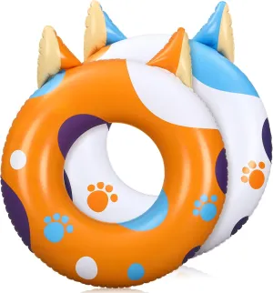 ShinyRelief 2 Pieces Inflatable Pool Floats for Kids Beach Swim Tubes Ring Dog Paw Theme Pool Tubes Cute Animal Floaties Toys for Summer Kids Adults Beach Vacation Swimming Lake Party Decorations