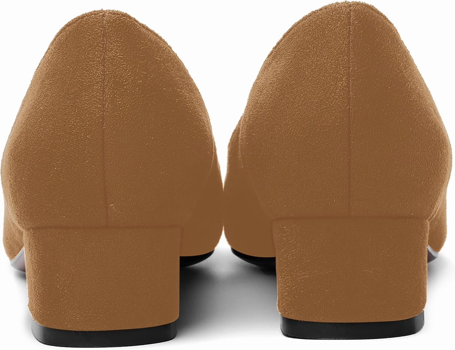 SHOWFOREST Womens Business Slip On Formal Suede Pointed Toe Solid Thick Chunky Low Heel Pumps Shoes 1.5 Inch