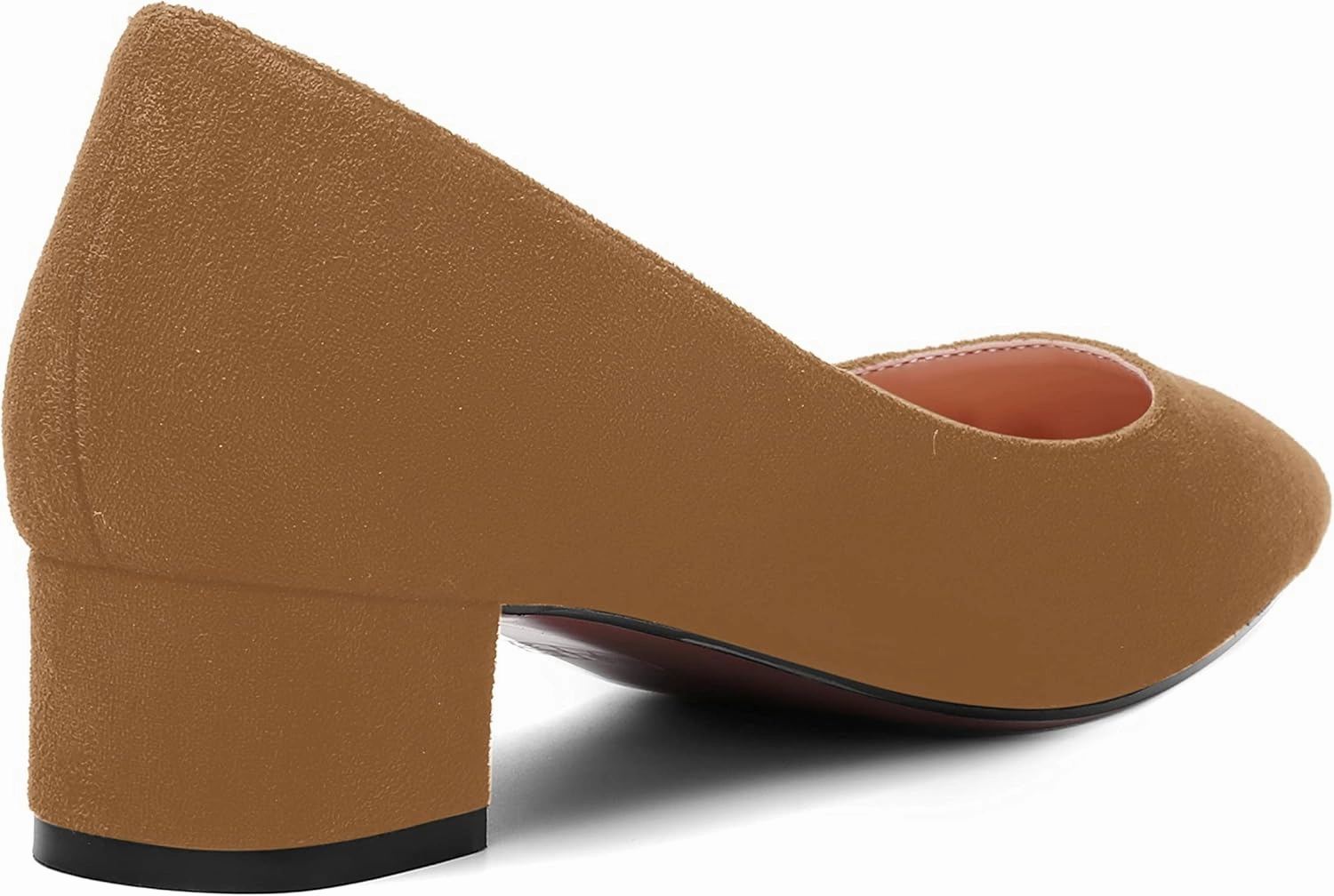 SHOWFOREST Womens Business Slip On Formal Suede Pointed Toe Solid Thick Chunky Low Heel Pumps Shoes 1.5 Inch