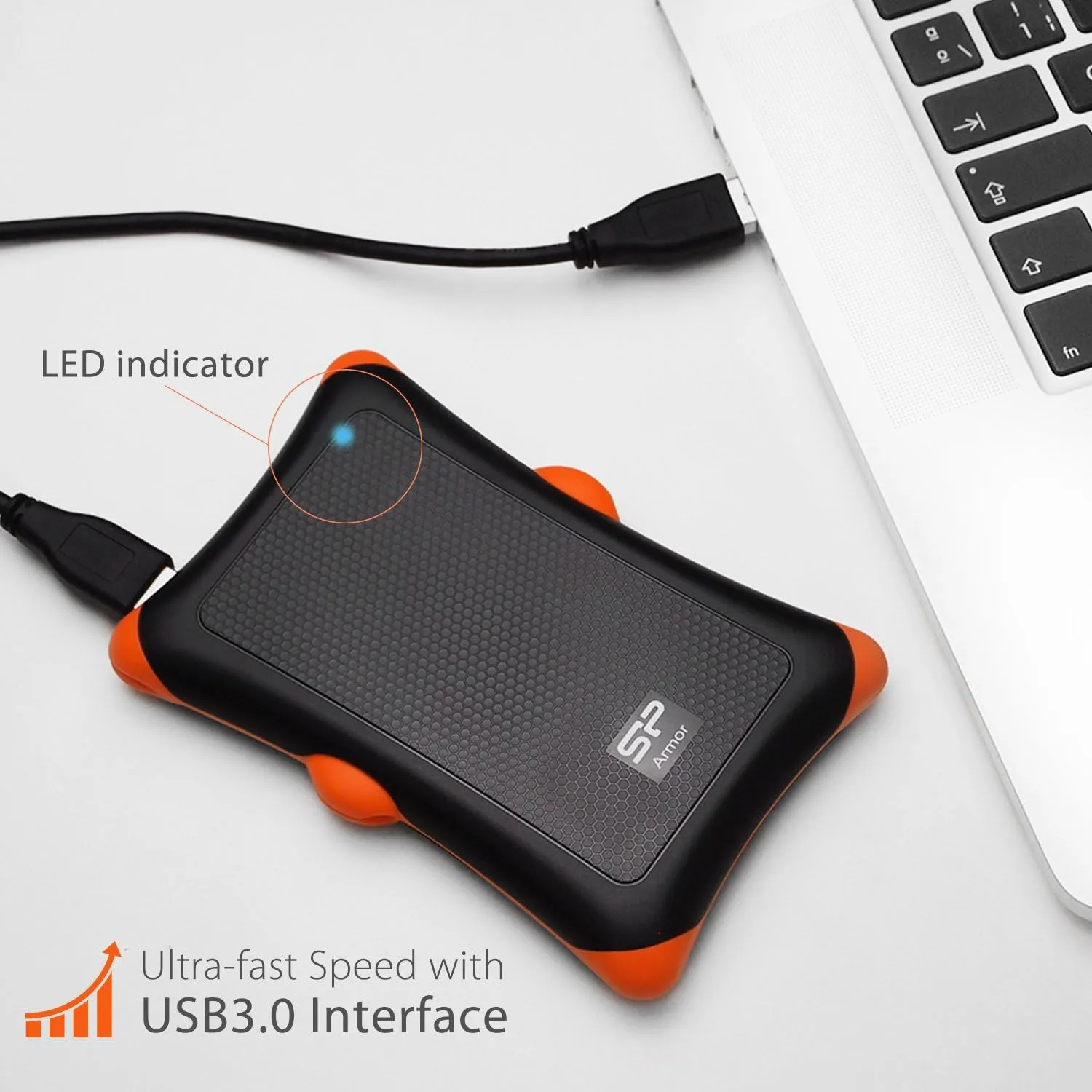 Silicon Power 1TB USB-C USB 3.0 Rugged Portable External Hard Drive HDD Armor A30, Military-Grade Shockproof for PC, Mac and iPad Pro, Black