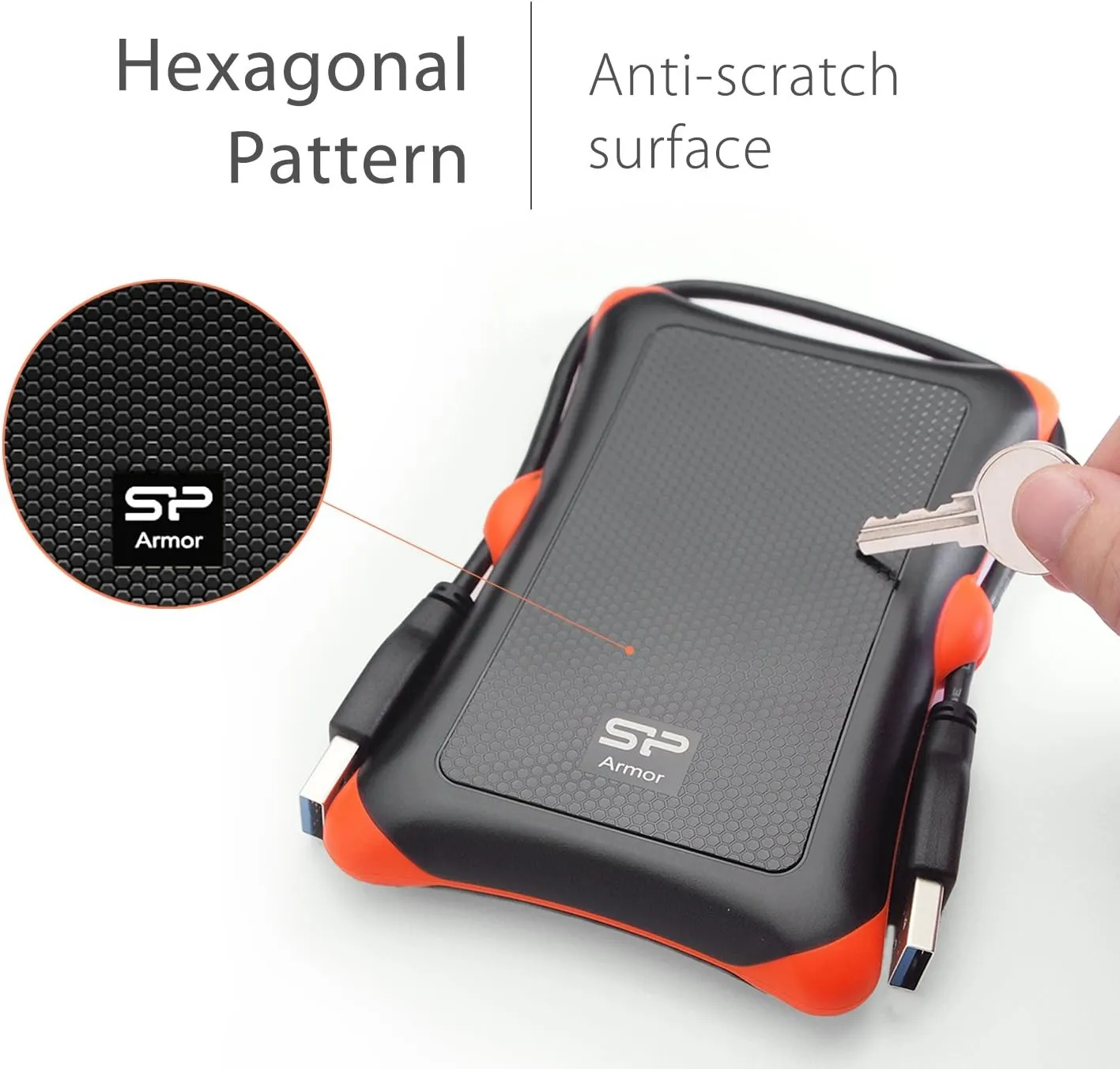 Silicon Power 1TB USB-C USB 3.0 Rugged Portable External Hard Drive HDD Armor A30, Military-Grade Shockproof for PC, Mac and iPad Pro, Black