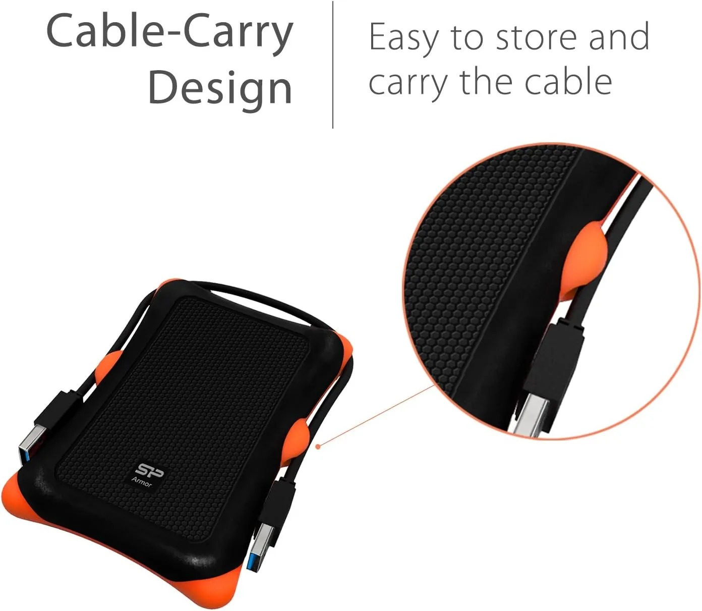 Silicon Power 1TB USB-C USB 3.0 Rugged Portable External Hard Drive HDD Armor A30, Military-Grade Shockproof for PC, Mac and iPad Pro, Black