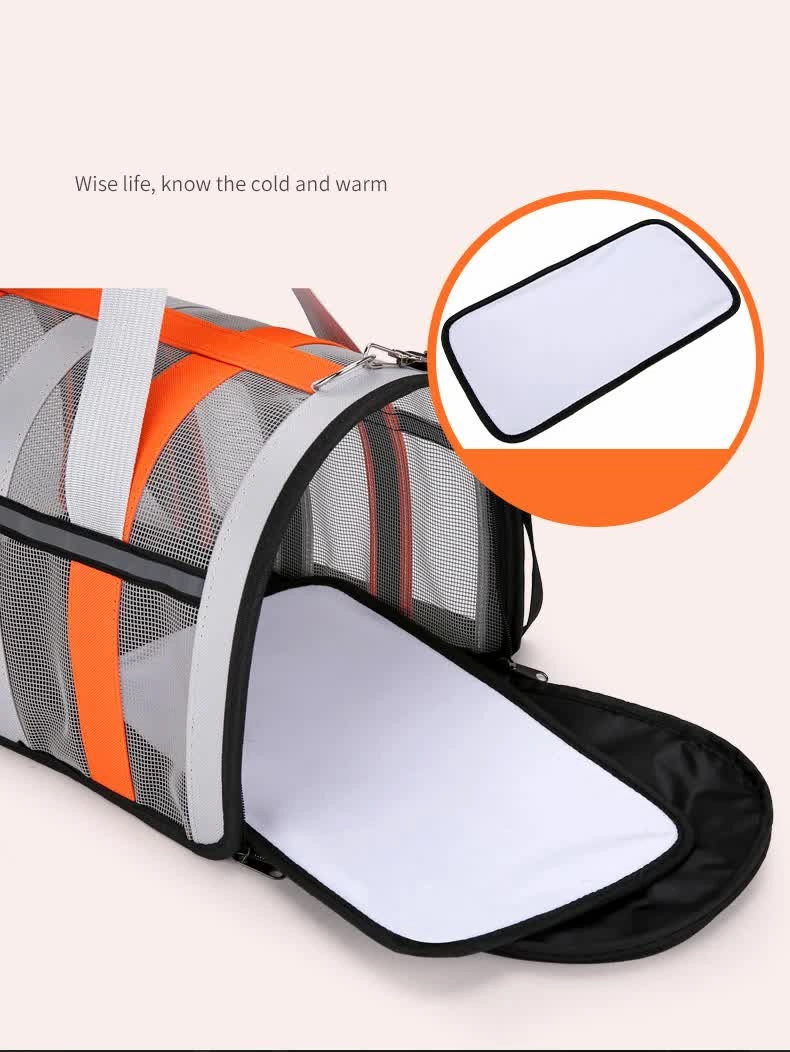 Size L Black and Red Foldable Pet Carrier Bag - Lightweight, Breathable, and Spacious for All Seasons