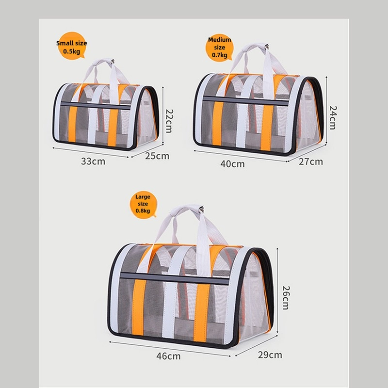 Size L Black and Red Foldable Pet Carrier Bag - Lightweight, Breathable, and Spacious for All Seasons