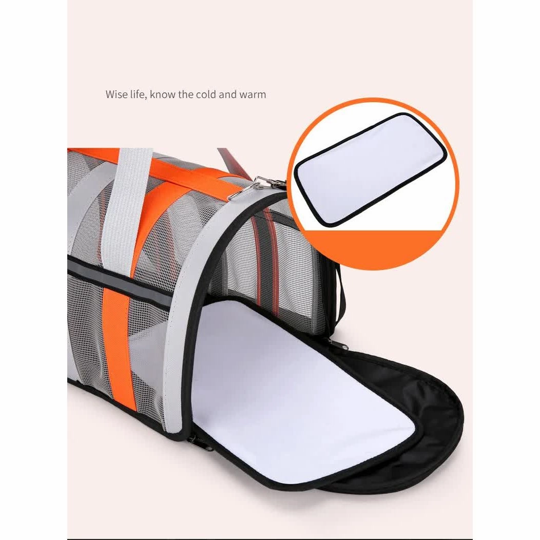 Size M Black Foldable Pet Carrier Bag - Lightweight, Breathable, and Spacious for All Seasons