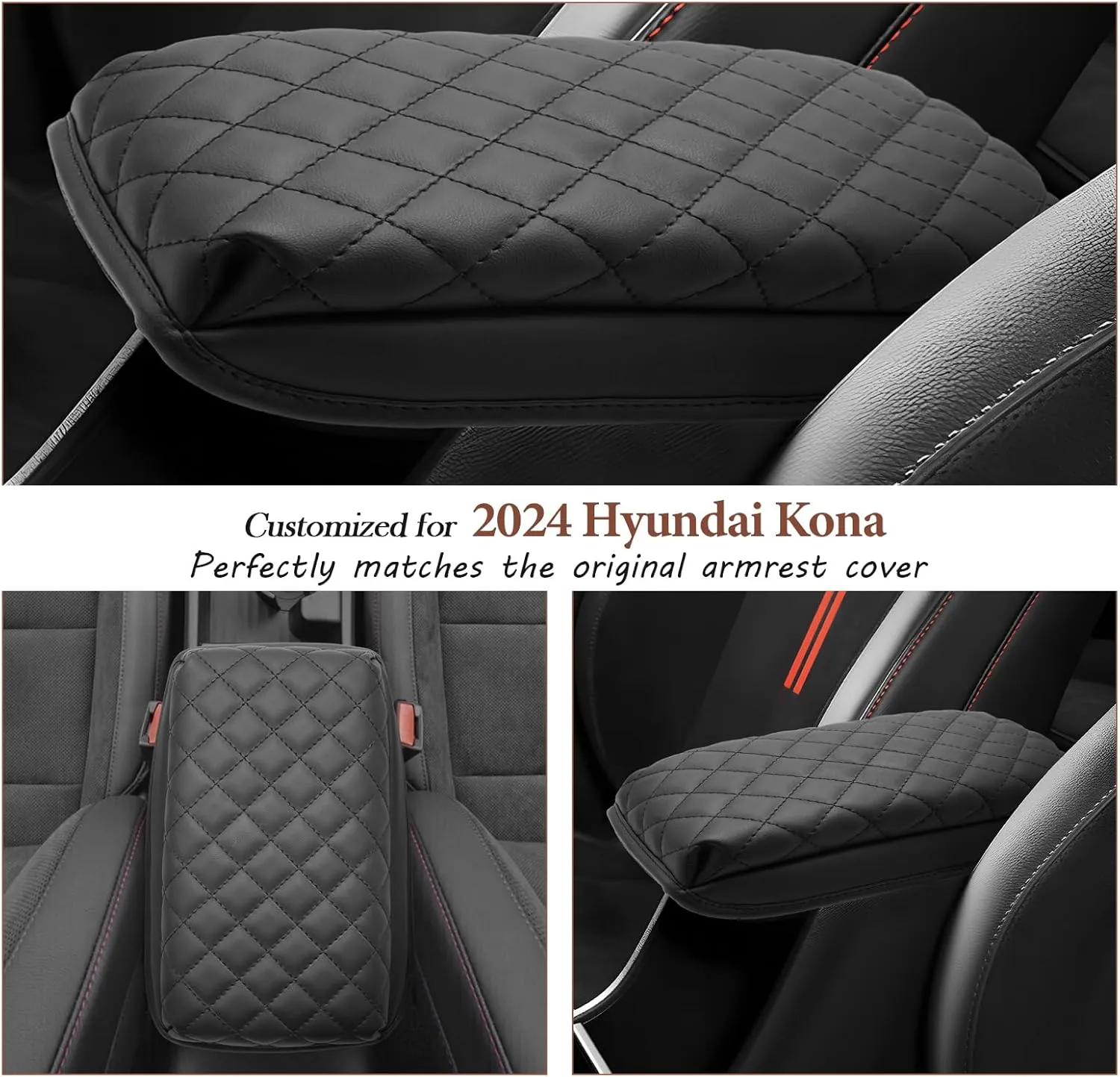 SKTU for 2024 2025 Hyundai Kona Center Console Cover 2024 2025 Kona SE/SEL/N Line/Limited Armrest Pad Cover Kona Seat Box Cover Hyundai Kona 2024 2025 Accessories Center Console Soft Cushion