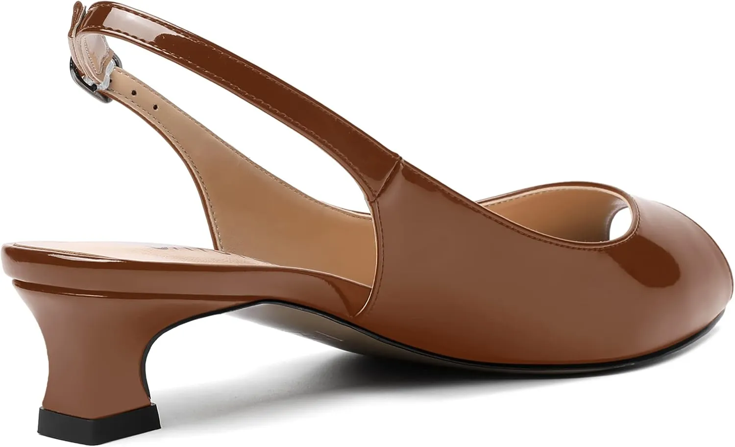 SKYSTERRY Womens Patent Slingback Buckle Peep Toe Wedding Cute Spool Low Heel Pumps Shoes 1.5 Inch