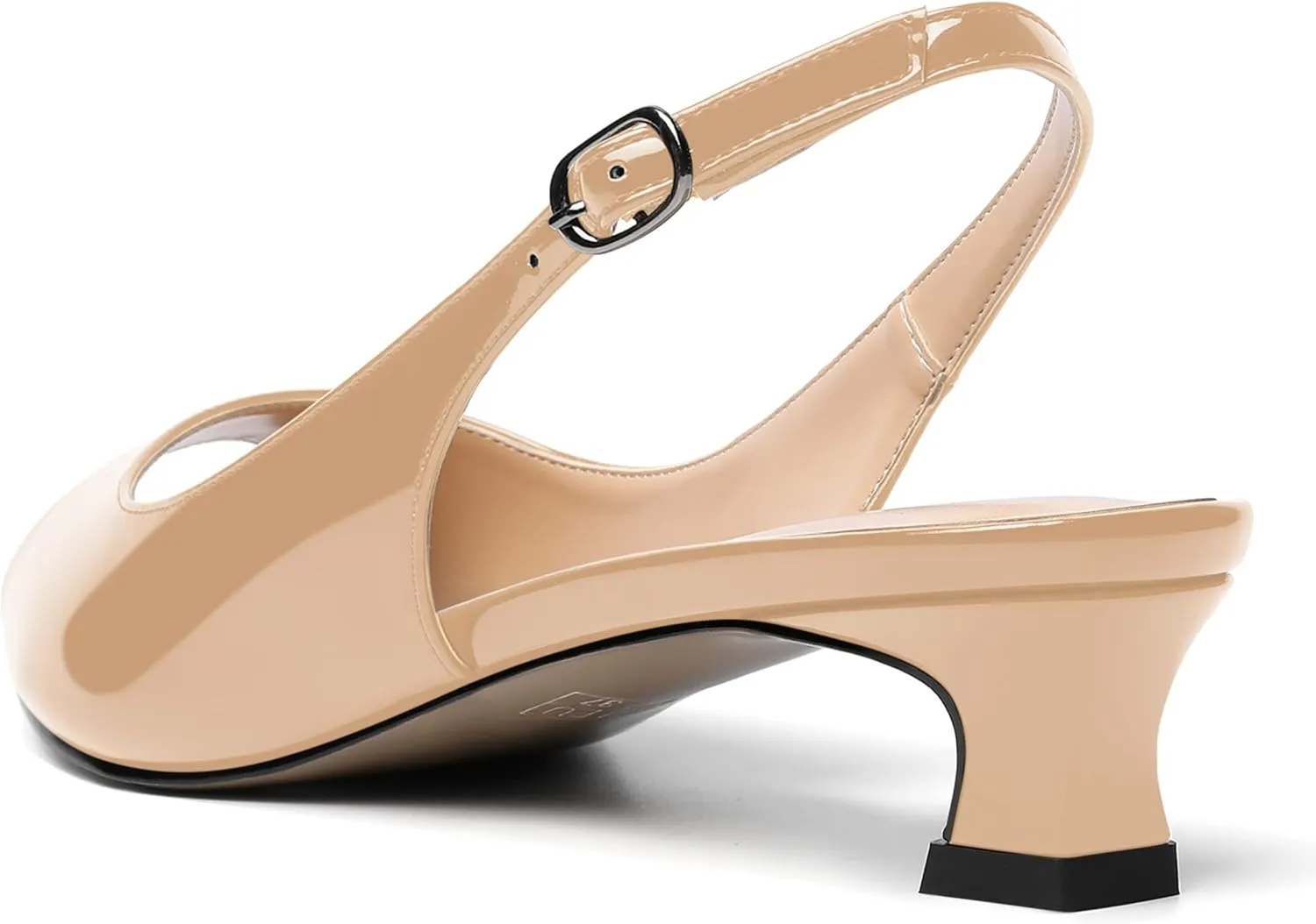SKYSTERRY Womens Patent Slingback Buckle Peep Toe Wedding Cute Spool Low Heel Pumps Shoes 1.5 Inch