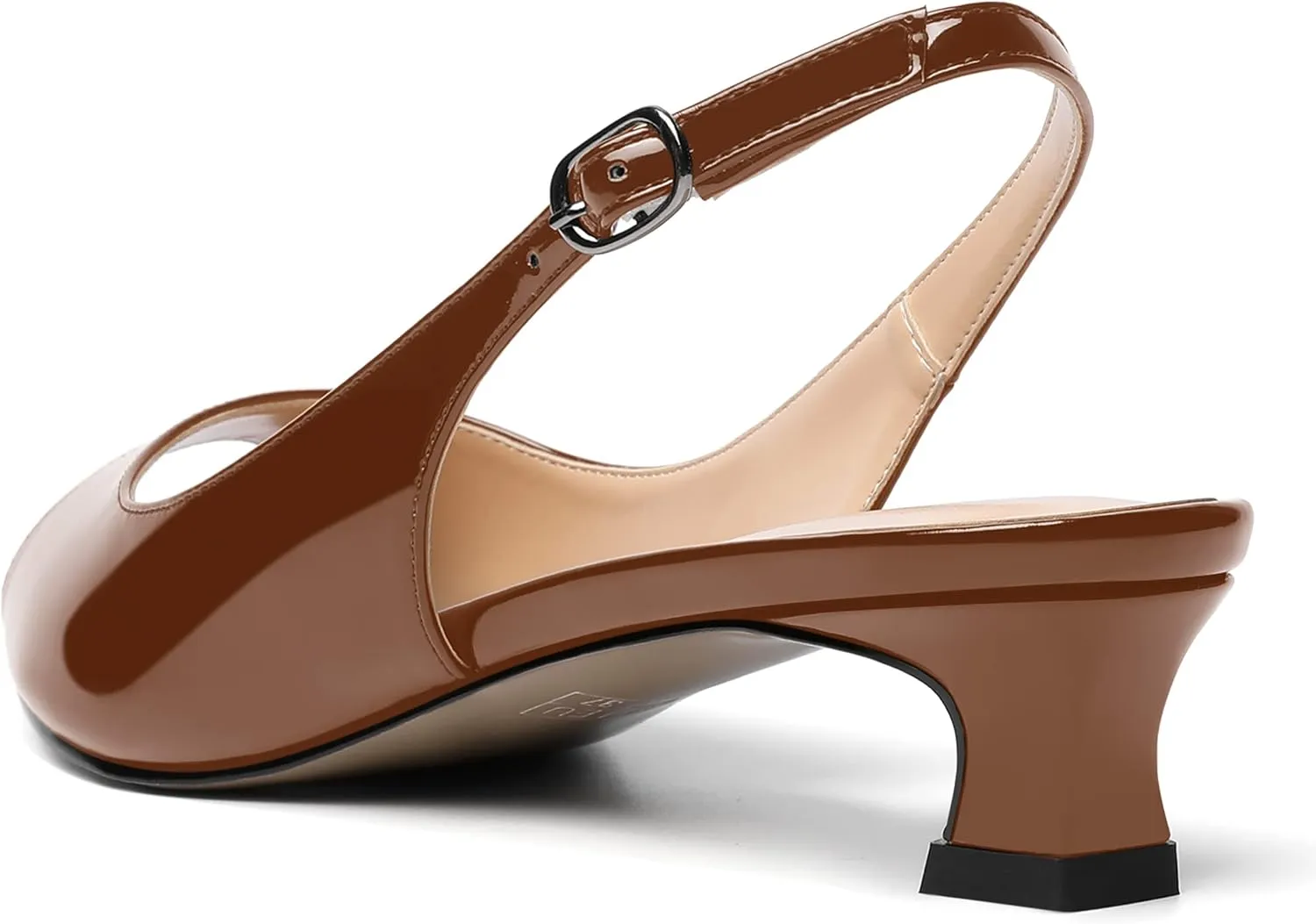 SKYSTERRY Womens Patent Slingback Buckle Peep Toe Wedding Cute Spool Low Heel Pumps Shoes 1.5 Inch