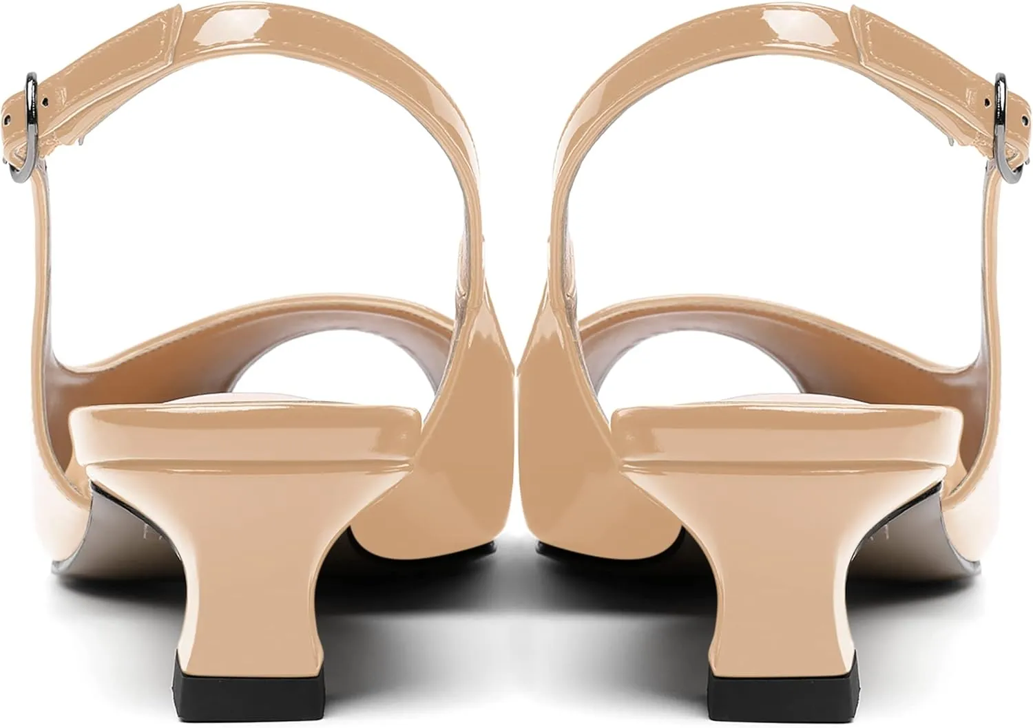 SKYSTERRY Womens Patent Slingback Buckle Peep Toe Wedding Cute Spool Low Heel Pumps Shoes 1.5 Inch