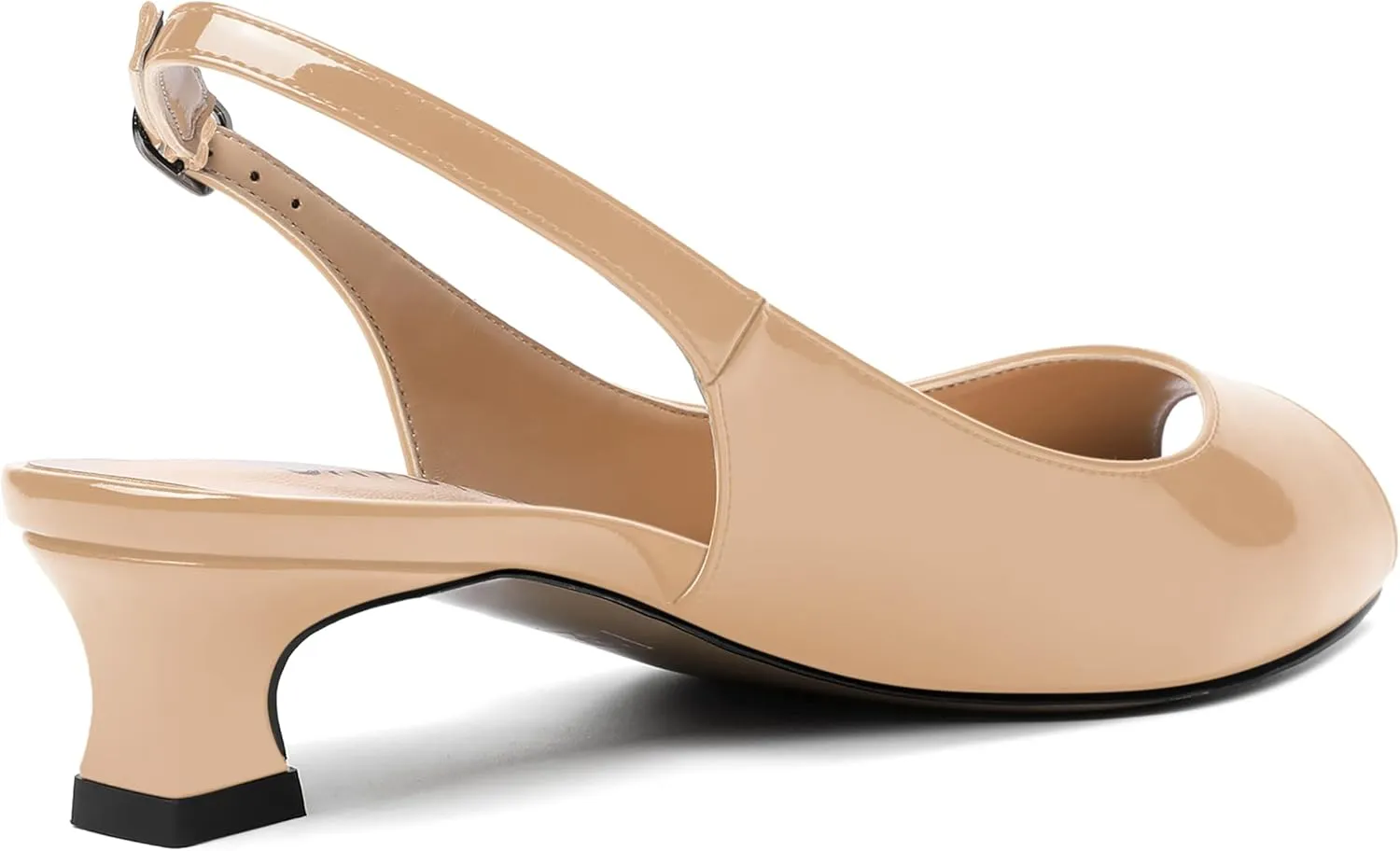 SKYSTERRY Womens Patent Slingback Buckle Peep Toe Wedding Cute Spool Low Heel Pumps Shoes 1.5 Inch