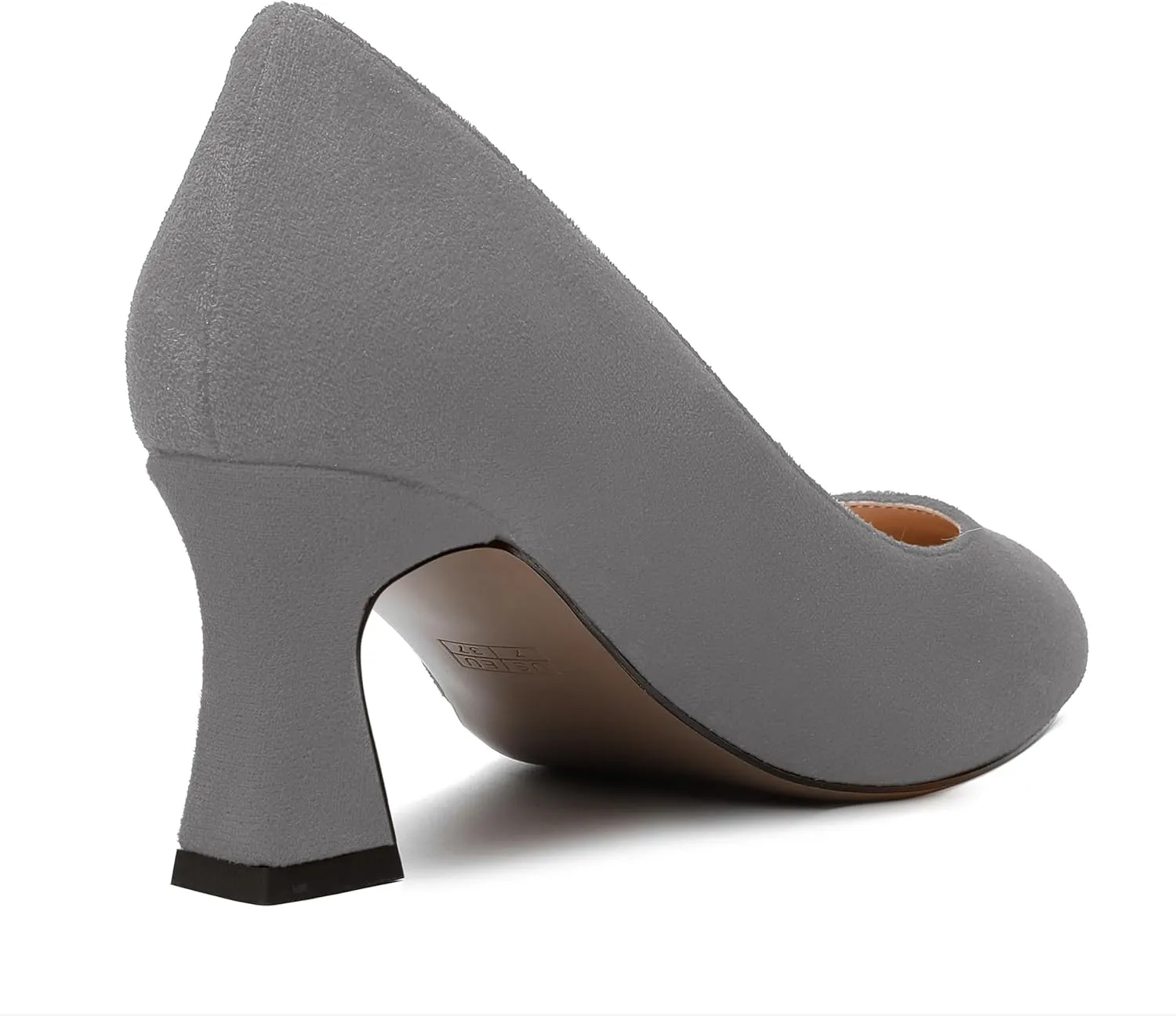 SKYSTERRY Womens Suede Slip On Round Toe Cute Evening Spool Mid Heel Pumps Shoes 2.5 Inch
