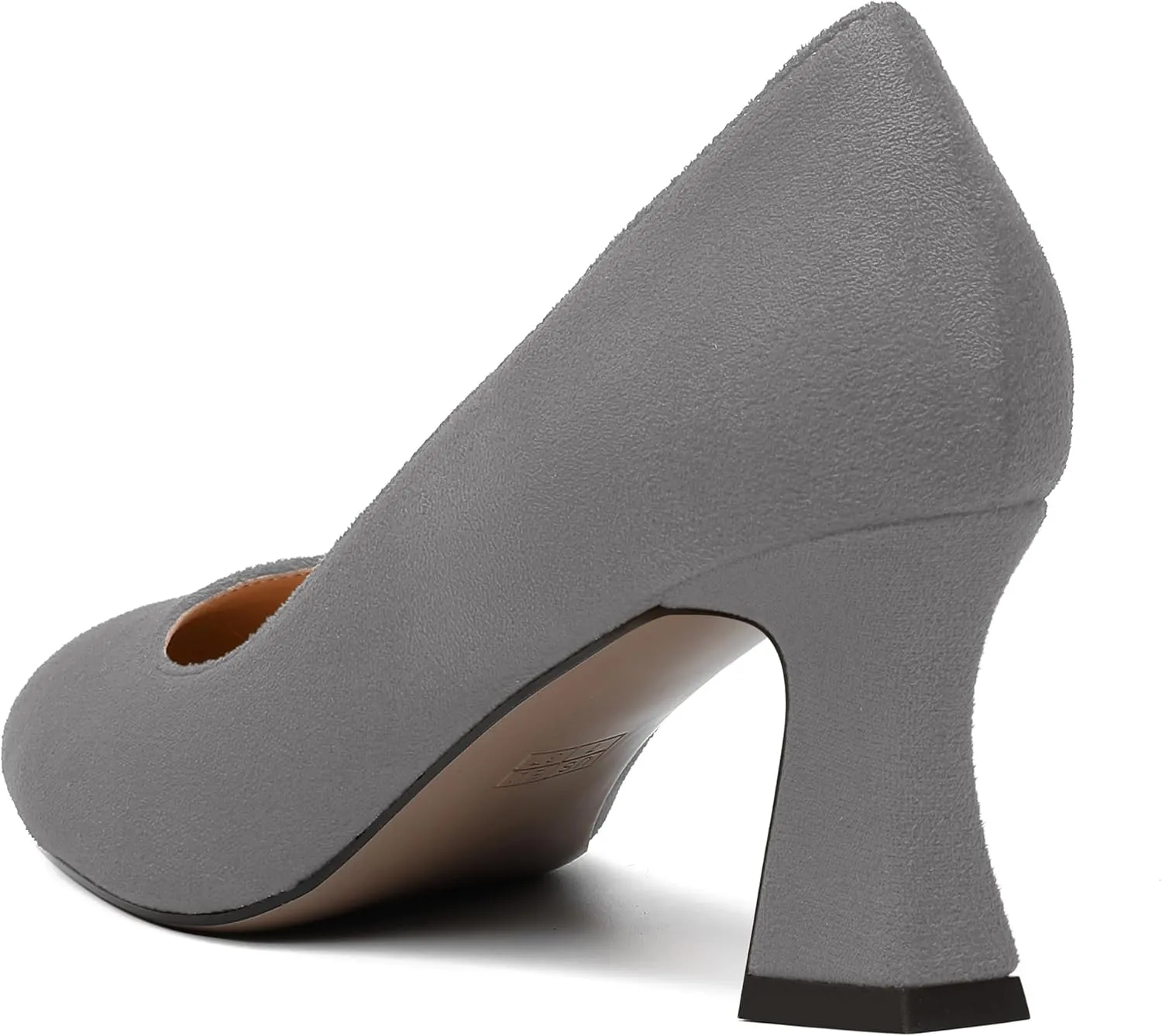 SKYSTERRY Womens Suede Slip On Round Toe Cute Evening Spool Mid Heel Pumps Shoes 2.5 Inch