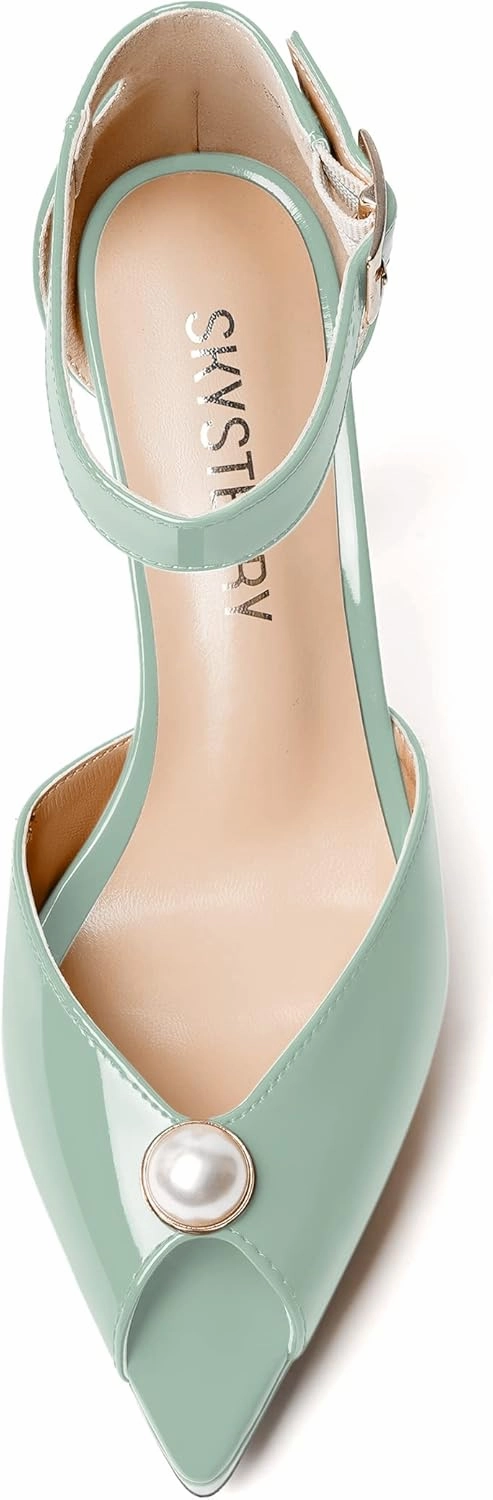 SKYSTERRY Womens Cute Peep Toe Platform Patent Ankle Strap Wedding Buckle Stiletto High Heel Pumps Shoes 4 Inch