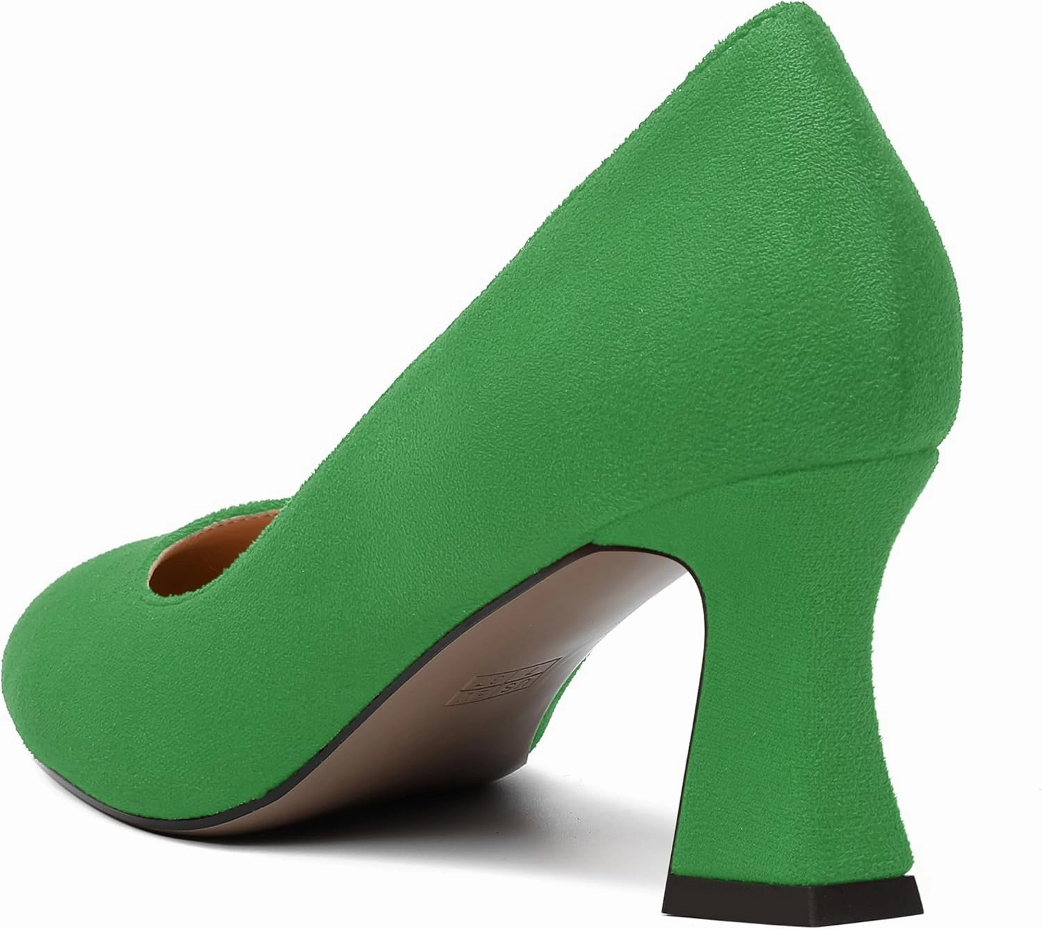 SKYSTERRY Womens Suede Slip On Round Toe Cute Evening Spool Mid Heel Pumps Shoes 2.5 Inch