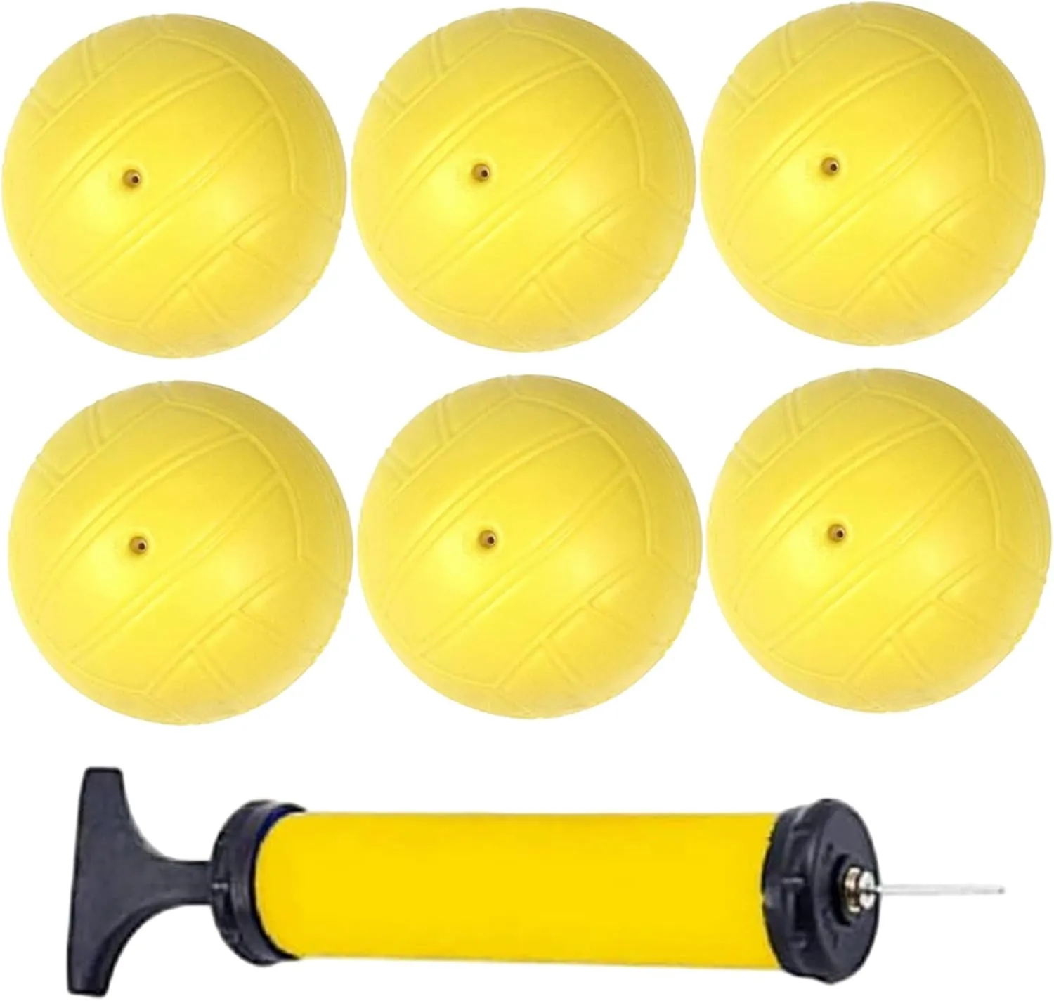 Small Volleyball, Mini Volleyball 6Pcs 3.5 Inch PVC Yellow Color Mini Balls with Inflator for Beach, Swimming Pool, Playground