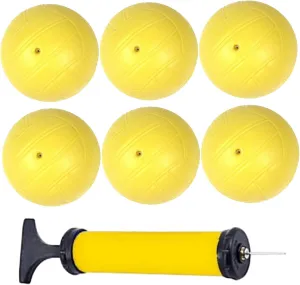 Small Volleyball, Mini Volleyball 6Pcs 3.5 Inch PVC Yellow Color Mini Balls with Inflator for Beach, Swimming Pool, Playground