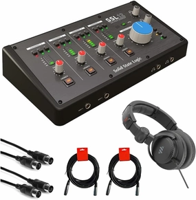 Solid State Logic SSL 12 USB Audio Interface Bundle with Polsen HPC-A30 Closed-Back Studio Monitor Headphones, 10' MIDI Cable (2x) and XLR-XLR Cable (2x)