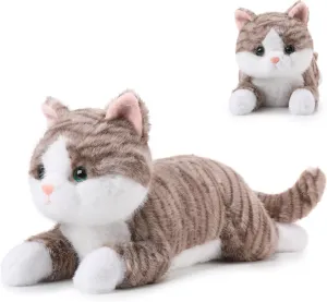 Sosation 16 Inch Cat Stuffed Animal Plush, Realistic Cat Toy Soft Plush Pillow, Cute Toy Gifts for Kids, Birthday Christmas Decoration Supplies(Grey)