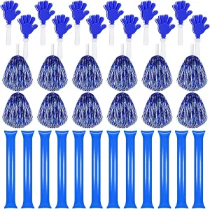 Sosation 36 Pcs Team Spirit Accessories, Cheerleading Pom Poms Hand Clappers Party Favors and Thunder Sticks Noise Makers for Sporting Events Football Baseball Cheering Essentials
