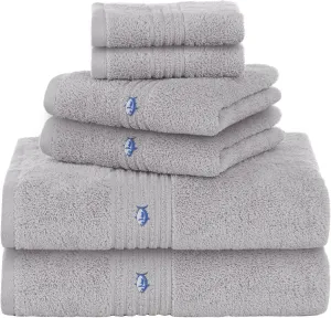 Southern Tide 7134789 Performance 5.0 Cotton Blend 6 Piece Towel Set, Light Gray
