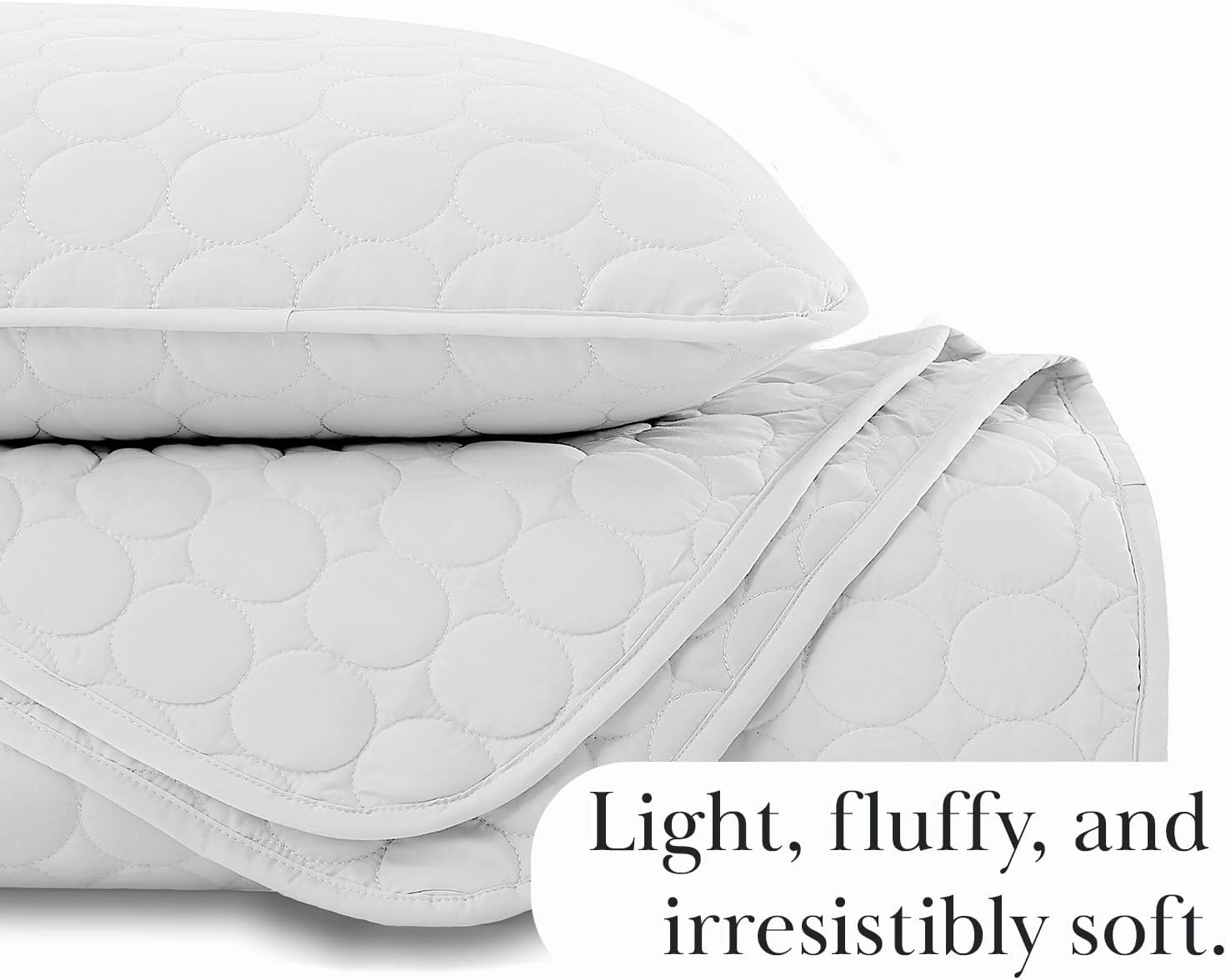 Southshore Fine Living, Inc. King Size White Quilt Bedding Set with 2 Pillow Shams, Hotel Collection Circle-Stitch Design, Quilted Bedspread, California/King Quilt Coverlet, Bright White