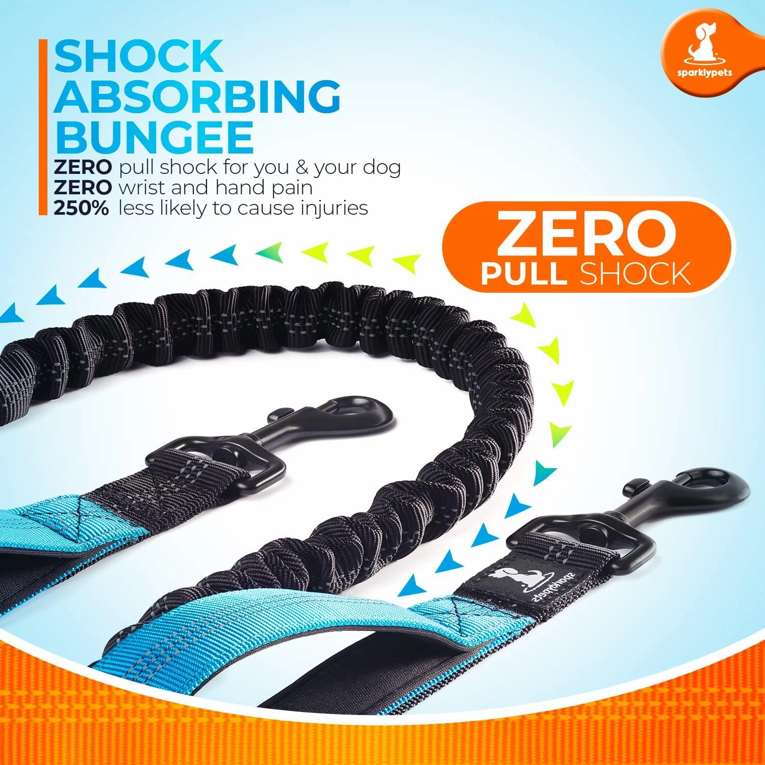 SparklyPets - Hands Free Dog Leash with Reflective Stitches - Waist Leash for Dog Walking, Hiking, Training, Jogging, Canicross, Running - for Medium & Large Breeds