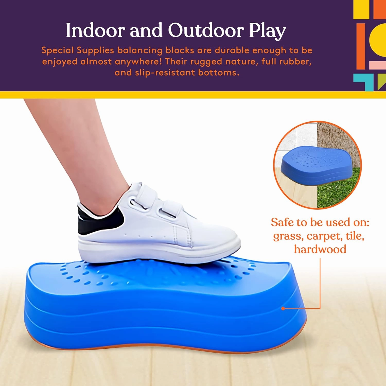Special Supplies Stepping Stones for Kids, 5 Balance Indoor and Outdoor Blocks Promote Coordination, Balance, Strength, Child Safe Rubber, Non-Slip Edging, Stackable