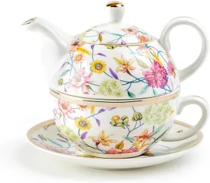 Spring Flowers with Hummingbird Fine Porcelain Tea For One Set, Regular