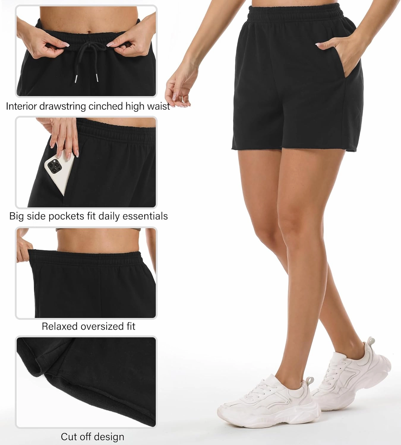 Stelle Women's Sweat Shorts Casual Drawstring Shorts Comfy Cotton High Waisted Workout Lounge Shorts with Pockets