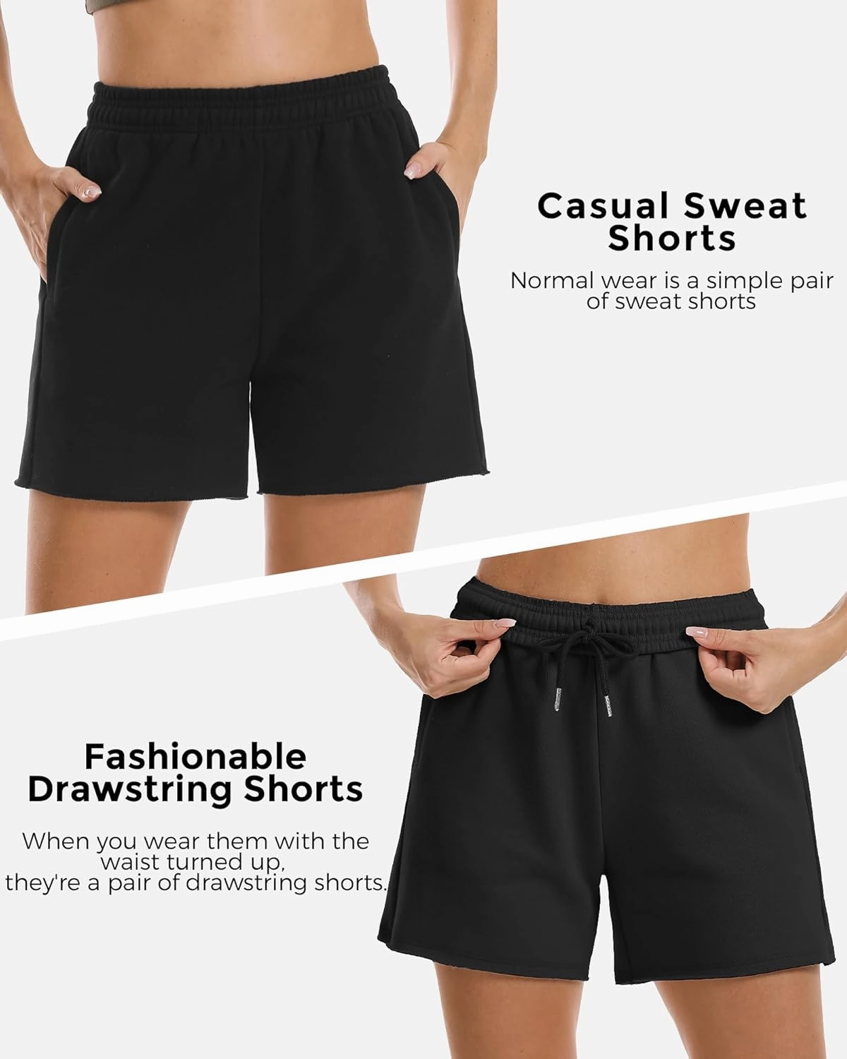Stelle Women's Sweat Shorts Casual Drawstring Shorts Comfy Cotton High Waisted Workout Lounge Shorts with Pockets