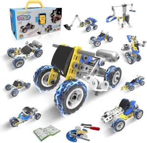 STEM Toys for 5 6 7 8  Year Old Boy, 10 in 1 Electric Building Toys for Kids Ages 4-8 5-7 6-8, Educational Racing Construction Science Kit for Boys 4-6 8-10, Creative Activities Holiday Birthday Gift