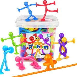Suction Cup Fidget Sensory Toys: 48 Pack Suction Cup People Toys Fidget Toy for Autism Autistic ADHD Kids Ages 3 , Creative Travel Toy Idea for Boys Girls