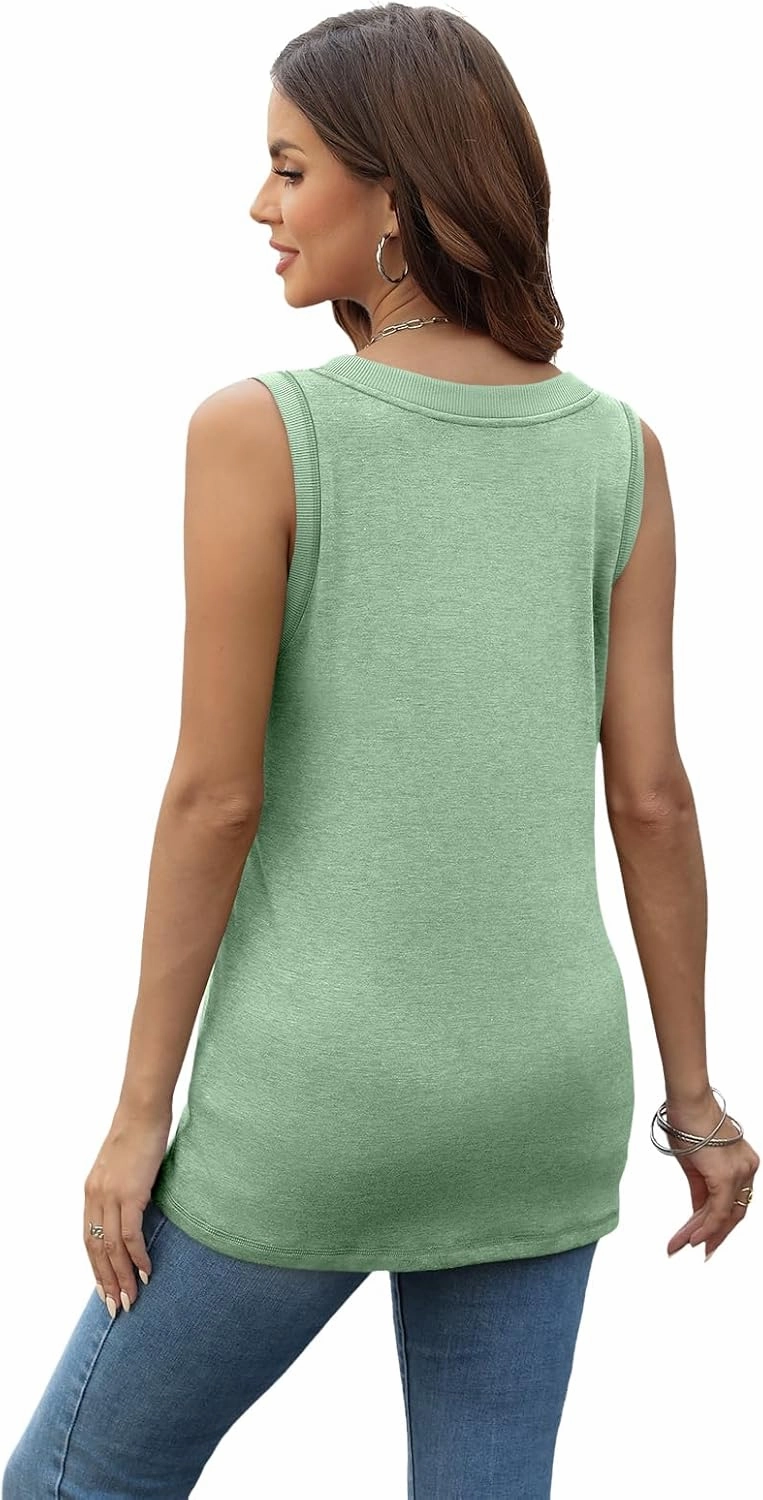 SUNBS 3 Pack Tank Top Women 2025 Sleeveless V Neck Summer Causal Loose Fit Tops Basic Flowy Dressy Cute Long Shirts Outfits