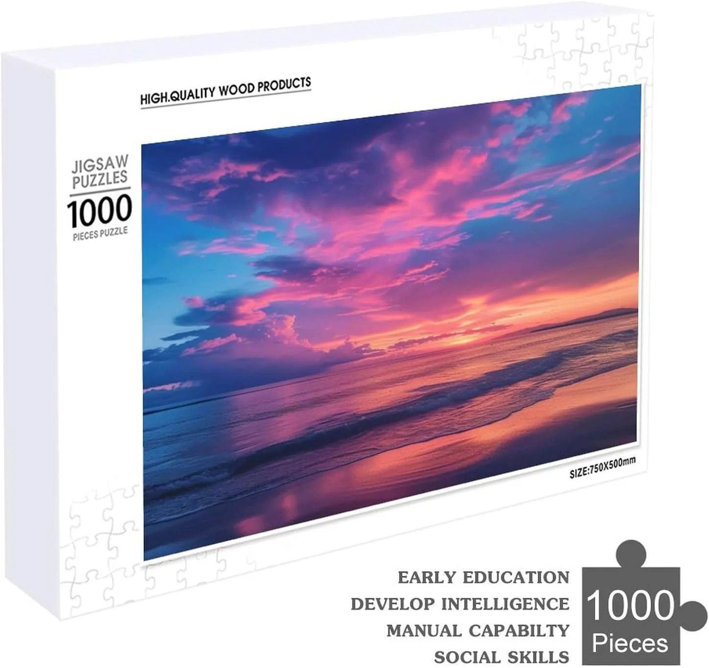 Sunset by The Sea 1000 Piece Jigsaw Puzzle,Sunset on The Beach Adult Jigsaw Puzzle, Challenging Puzzles,1000 PCS