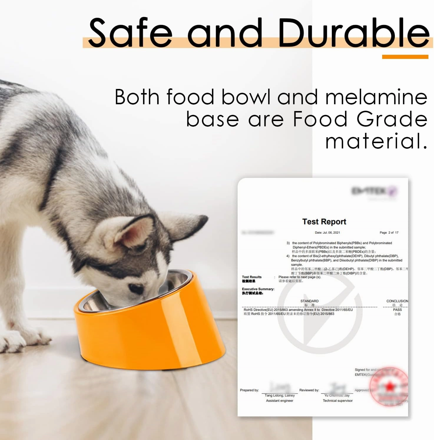 SuperDesign Mess Free 15° Slanted Bowl for Dogs and Cats, Tilted Angle Bulldog Bowl Dog Feeder, Non-Skid & Non-Spill, Easier to Reach Food S/0.5 Cup Bright Orange
