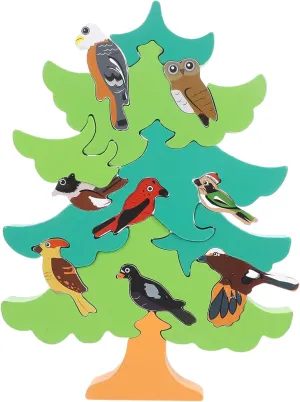 SUPVOX 1 Set Cartoon Bird Tree Educational DIY for Enhances Communication Thinking Skills Safe Smooth Building Blocks Present
