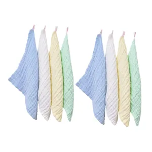 SUPVOX Towel Set 8pcs Cotton Baby Square Towels Soft Absorbent Washcloths for Boys Girls No Fluorescent Agent